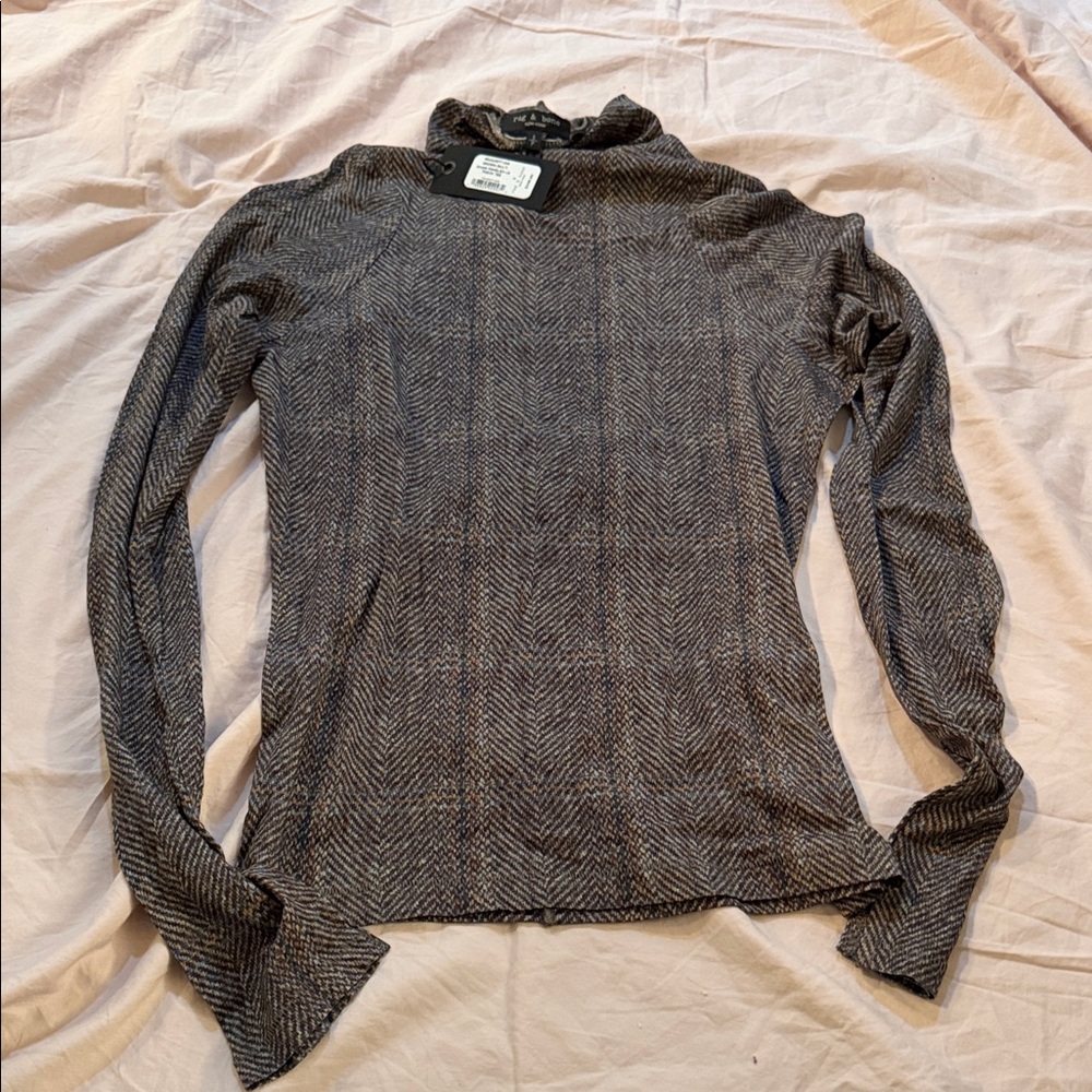 Rag & Bone Charcoal Herringbone Turtleneck Sweater
